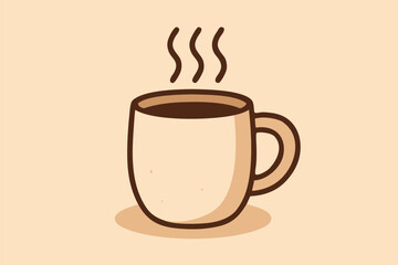 Fototapeta premium Hot Coffee Cup Line Illustration