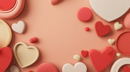 Refined Iconic Valentine Hearts in Soft Topaz Background for 3D Cartoon Style