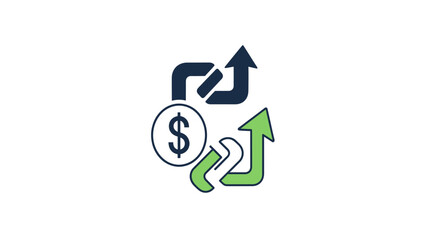 Financial growth icon upward arrows and dollar symbol representing success