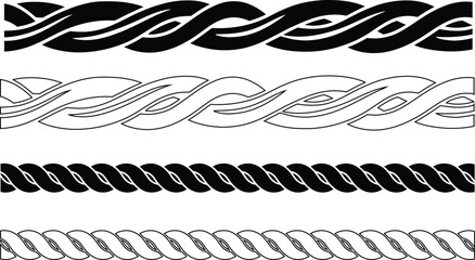 Set Of Straight rope vector isolated. Rope Seamless patterns line collection.