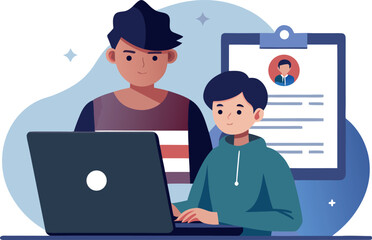 Smart child identifying fake online profiles and internet scams for digital literacy and safety awareness illustration