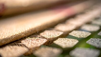 Close-up of textured surface with repetitive geometric shapes, natural lighting