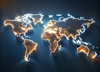 Glowing World Map Outline Representing Global Peace