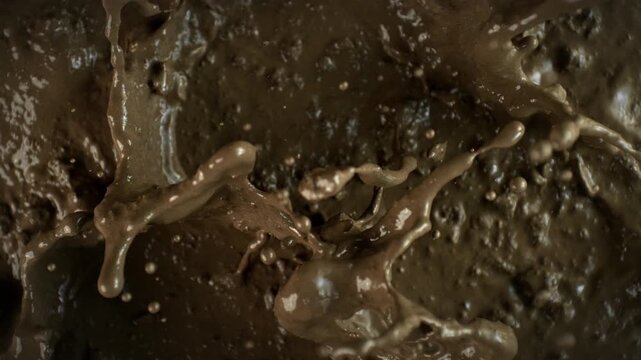 Super Slow Motion Shot of Splashing Mud Background at 1000fps.