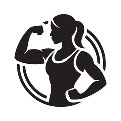 Strong Fitness Woman Silhouette Logo