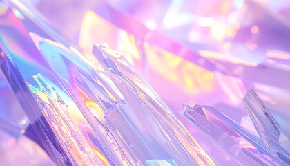 Holographic background with glass shards. Rainbow reflexes in abstract trendy pattern.