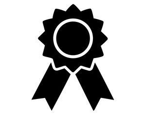 Award Ribbon black silhouette vector,Winner Medal silhouette Vector