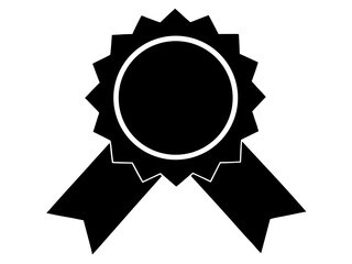 Award Ribbon black silhouette vector,Winner Medal silhouette Vector