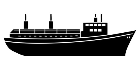 Obraz premium Cargo Ship black silhouette vector,Cargo Ship symbol