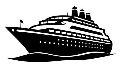 Obraz premium cruise Ship black silhouette vector,ocan Ship symbol,graphic