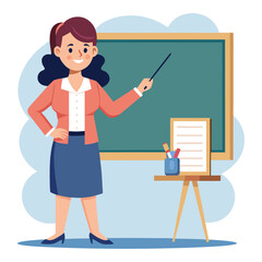 Female Teacher Classroom Illustration