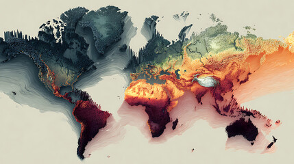 A visualization of the world map showing areas most affected by climate change (3)