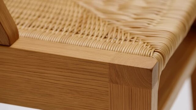 Elegant Handcrafted Woven Rattan Chair, Contemporary Woven Rattan Chair With Bamboo Seat And Oak Frame