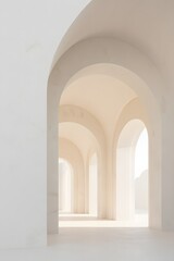 Serene white arches in a peaceful architectural space