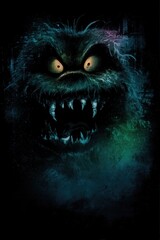 Una criatura monstruosa con ojos brillantes y dientes afilados emerge de la niebla, transmitiendo una sensaci&oacute;n de amenaza y misterio.