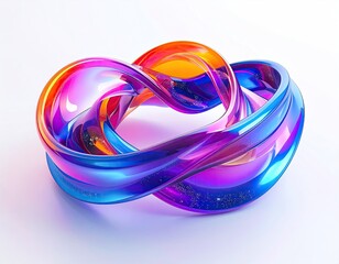 Vivid, flowing, translucent double-loop sculpture, gradients on white