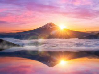 富士山　初日の出 　ai生成画像	
