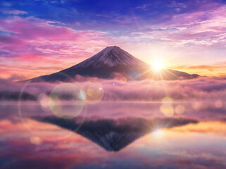 富士山　初日の出 　ai生成画像	
