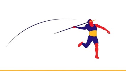 Athlete throwing javelin in athletic competition isolated