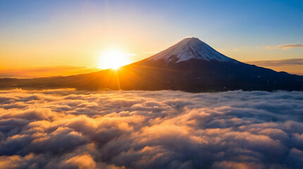 富士山　初日の出 　ai生成画像	
