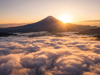 富士山　初日の出 　ai生成画像	
