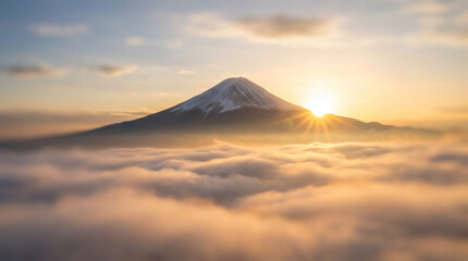 富士山　初日の出　夜明け　元旦　お正月　日本 Generative AI