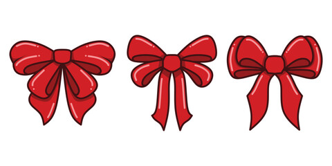 bow ribbon set illustration