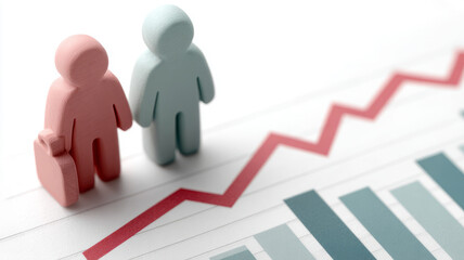 Figures on a graph with red line and bar chart.