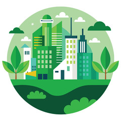 Green Eco City Illustration