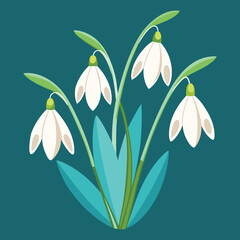 Snowdrop Elegance on Teal