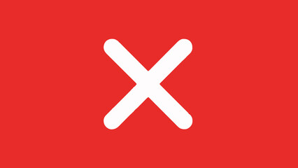 Fototapeta premium Red X Mark on a Bold Red Background - Simple Geometric Symbol for Errors, Closure, or Rejection
