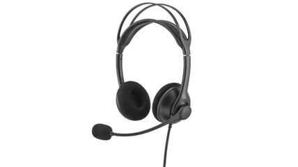 Black Wired Headset with Microphone Isolated