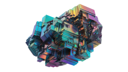 Bismuth Crystal on Transparent Background