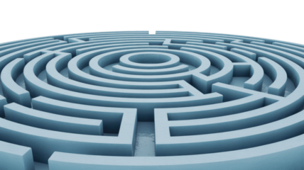 Blue Circular Maze on Transparent Background