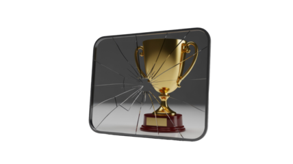 Broken Phone with Trophy