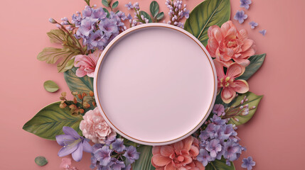 Ai frame with flowers pink, floral