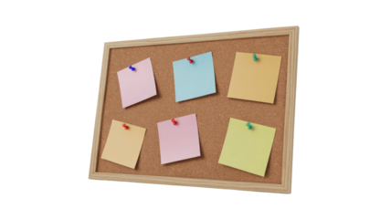 Cork board with colorful notes