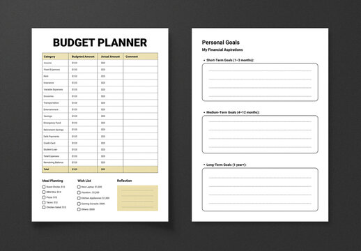 Monthly Budget Planner Worksheet