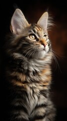 Fototapeta premium luxury kitten portrait, dramatic studio lighting, deep background, vertical frame