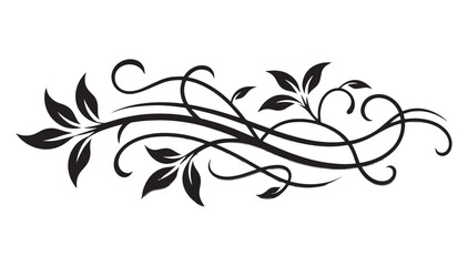Elegant Floral Swirl Ornament with Decorative Botanical Vines and Minimalist Leaf Accents