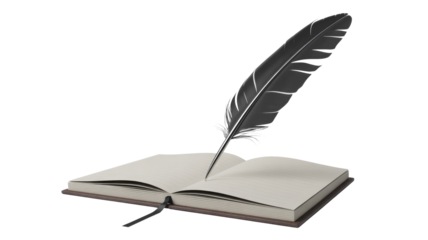 Feather Pen and Open Notebook