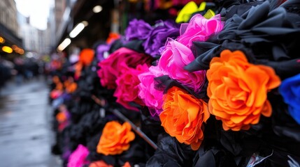 A vibrant display of flowers in various colors and sizes.