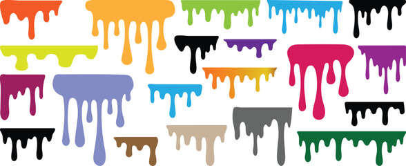 Dripping Liquid Border, dripping chocolate and caramel silhouettes, 