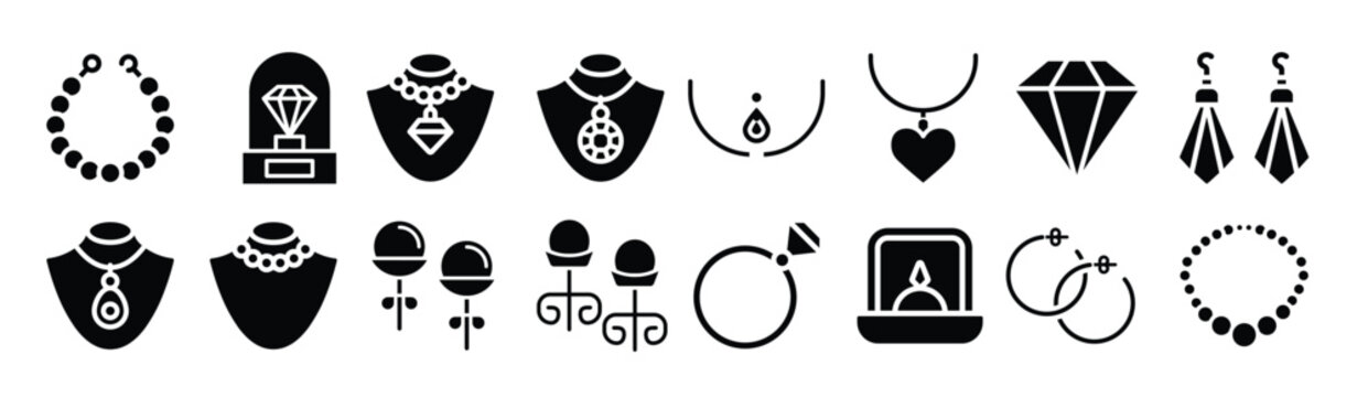jewel icon vector set jewelry illustration sign collection