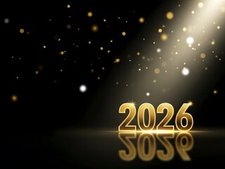 Golden 2026 new year celebration background with sparkling lights