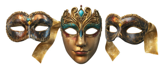 Elegant Classic Drama Masks with Rich Elements for Themed Events and Costumes
