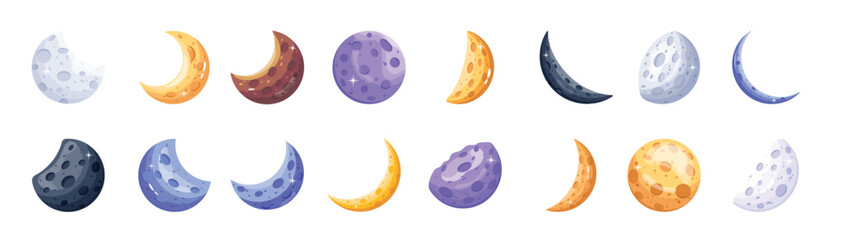 pack of moon phases flat vectors © goov