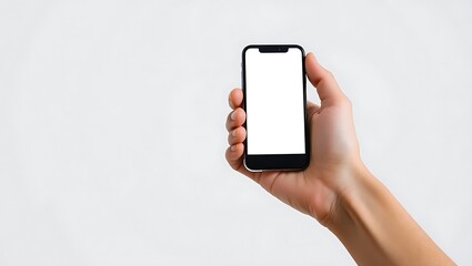 Generative AI Depiction of a Hand Holding a Modern Smartphone with a Blank Screen in a Minimalist