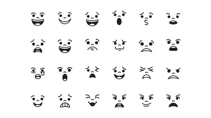 Naklejka premium Collection of diverse cartoon facial expressions showing a range of emotions