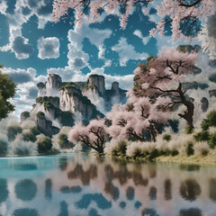 Spring Landscape, Cherry Blossoms, Scenic Nature
